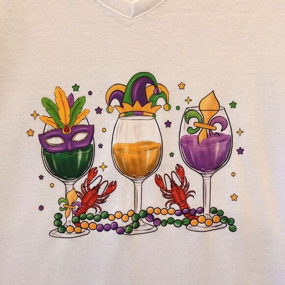 Mardi Gras Shirt Ladies Med Parade Beads Celebration Nola New Orleans Festival - Picture 1 of 9